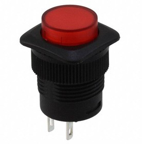 RP3508ABLKREDNNS, Pushbutton Switches 3A 125VAC Non-Latching Red, W/Nut, SPST