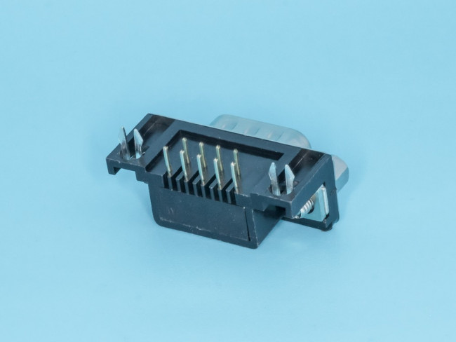 DRB-9MA, Разъем D-SUB 9 контактов, вилка на плату, прямой угол 7.2мм, тип 2 DRB-9MA, Разъем D-SUB 9 контактов, вилка на плату, прямой угол 7.2мм, тип 2