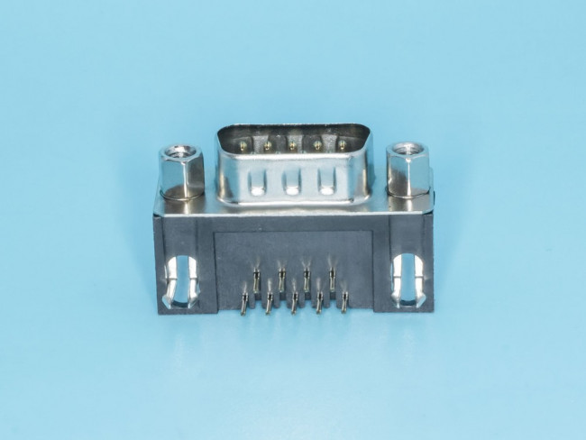 DRB-9MA, Разъем D-SUB 9 контактов, вилка на плату, прямой угол 7.2мм, тип 2 DRB-9MA, Разъем D-SUB 9 контактов, вилка на плату, прямой угол 7.2мм, тип 2