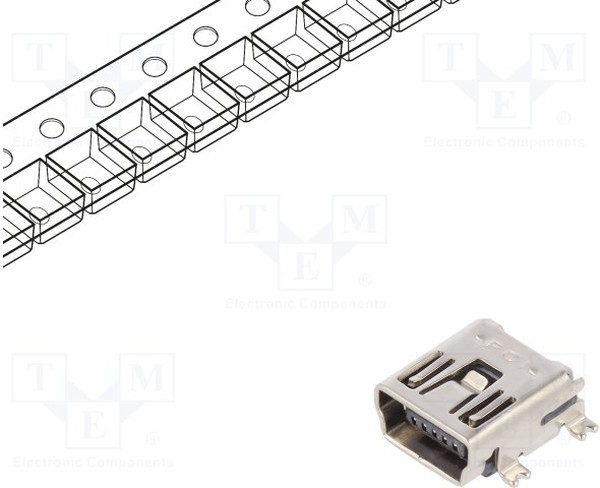 10033526-N3212MLF, USB Connectors 5P R/A RECEPTACLE B TYPE SMT