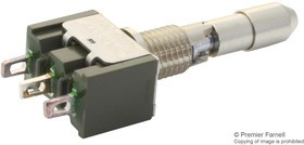 09048.0202-00, Рычажный переключатель, Вкл.-Выкл.-Вкл., DPDT, Без Подсветки, Панель, 5 А