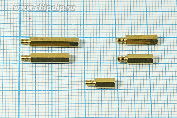 Стойка для печатных плат PCHSN2-15, латунь, M2; №4725 E стойка L15,0\М2x3-М2\ S3\лат\\PCHSN2