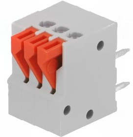 AC141R-03P-2.54-GRAY, Зажимная рейка для печатных плат, угловой 90°, 2,54мм, на PCB AC141R-03P-2.54-GRAY, Зажимная рейка для печатных плат, угловой 90°, 2,54мм, на PCB