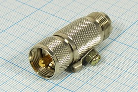 Переходник штекер UHF - гнездо UHF; №9100 штек UHF-гн UHF\1T\клем зазем\
