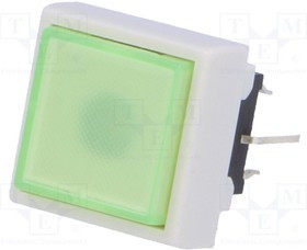 PB6133FBL-3, Переключатель: клавиатура, Пол: 2, DPDT, 0,1A/30ВDC, зеленый, LED