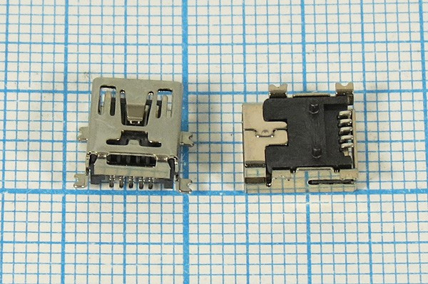 L-KLS1-229-5FB-B, Гнездо USB тип B на плату угловое, монтаж SMD, 5 контактов; №2625 K гн miniUSB \B\5P4C\плат\угл\ SMD\L-KLS1-229-5FB-B\