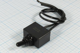 Рычажный переключатель (тумблер), 12В, 25А, переключение ON-OFF, d12.2, черный, контакты 2L, R13-438A01