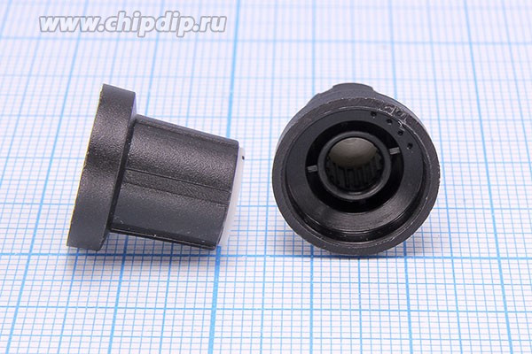 Ручка круглая диаметр 17,5мм, диаметр регулятора 6.0мм, пластик, черный/серый, CPP; №9912 ручка d6,0z18\17,5x16\пл\чер/ сер\\CPP-AA18-5B6-T1