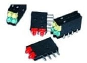 571-0122F, Индикатор печатной платы, Зеленый, 2 светодиод(-ов), Сквозное Отверстие, 2мм, 20 мА, 8.7 мкд