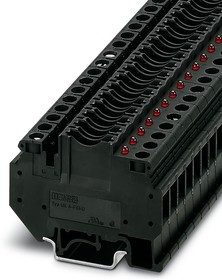 3001938, UK 6-FSI/C-LED24 Series Black Fused DIN Rail Terminal, Single-Level, Screw Termination, Fused