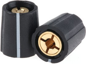 S111 125BK, 11.5mm Black Potentiometer Knob for 3.2mm Shaft Slotted, S111 125BK