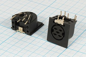 Гнездо DIN, 5HP[90]+2C, на плату, угловой, DN-5J3; №1523 гн DIN\ 5HP[90]+2C\плат\ угл\\DN-5J3\