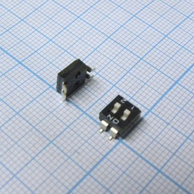 DM-02-V, Переключатель: DIP-SWITCH, Кол-во секций: 2, ON-OFF, 0,1A/50ВDC
