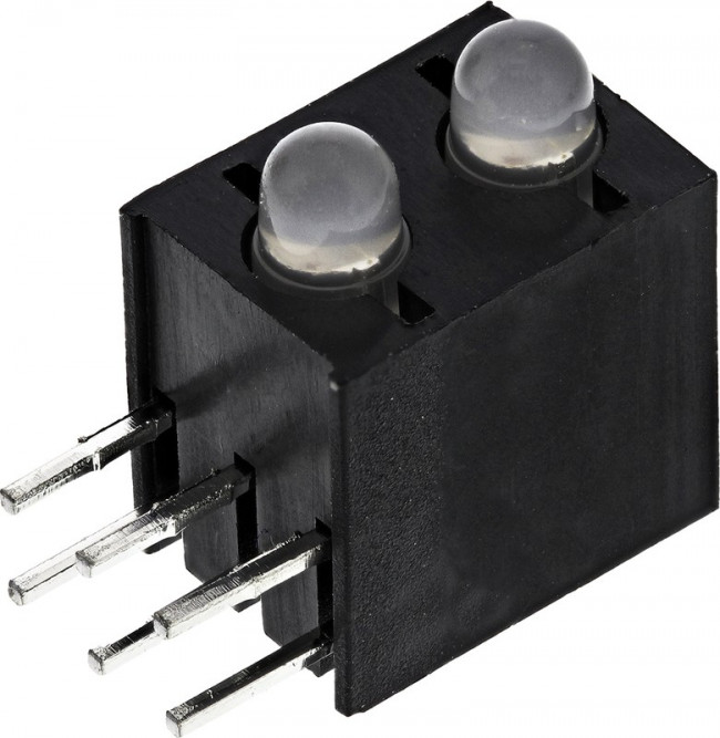 L-130WCP/2EGW, LED; in housing; red/green; 3mm; No.of diodes: 2; 20mA; cathode; 60°