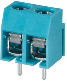 TB003-500-P02BE, Fixed Terminal Blocks Terminal block, screw type, 5.00 , horizontal, 2 poles, CUI Blue, Philip's head screw, PCB mount