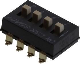 SDA04H1SBDR, DIP SWITCH, 4CIRCUIT, SPST, 5V, SMD