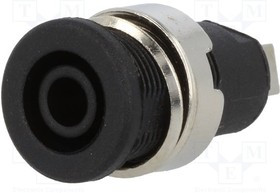 BS-324-LG-B, Гнездо "банан" 4мм черный никелированные панель