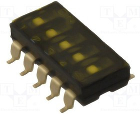 A6S-5102-H, Переключатель: DIP-SWITCH, Кол-во секций: 5, ON-OFF, 0,025A/24ВDC