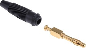 972518700, Black Male Banana Plug, 4 mm Connector, Solder Termination, 32A, 30 V ac, 60V dc, Gold