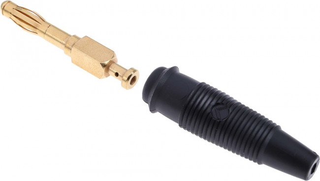 972518700, Black Male Banana Plug, 4 mm Connector, Solder Termination, 32A, 30 V ac, 60V dc, Gold