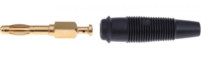 972518700, Black Male Banana Plug, 4 mm Connector, Solder Termination, 32A, 30 V ac, 60V dc, Gold