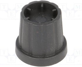 K21-6S, Ручка, с юбкой, пластмасса, dоси: 6мм, d16,5x19,2мм, черный, винтом