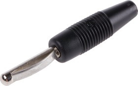 930047100, Black Male Banana Plug - Solder, 30 V ac, 60 V dc