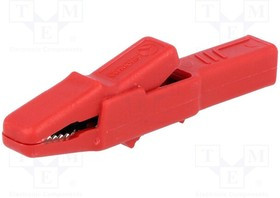 AK2BRT, Зажим "крокодил"; 25А; красный; Диап.захвата: макс.9,5мм