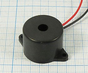 Зуммер пьезоэлектрический с генератором, размер 23x17m33, напряжение 3~16В, частота 3.7кГц, контакты