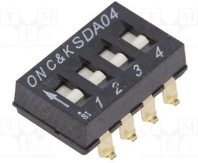 SDA04H0SB, DIP Switches / SIP Switches FLUSH ACT 4 POS