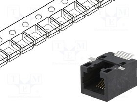 RJJU66141E3H008, Гнездо; RJ12; PIN: 6; Кат: 5; Конф: 6p6c; SMT; горизонтальны