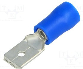 BM00280, Наконечник: плоский, 6,3мм, 0,8мм, "папа", 1,5-2,5мм2, обжим, синий