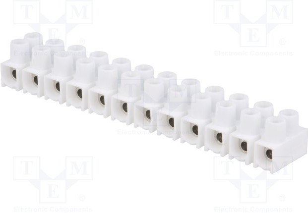 22210216, Клеммник, зажим под винт, 2,5мм2, 400В, 24А, Кол-во полюс: 12