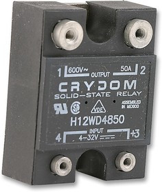 H12WD4850, Твердотельное реле, SPST-NO, 50 А, 660 В AC, Панель, Винт, Переход Через Нуль