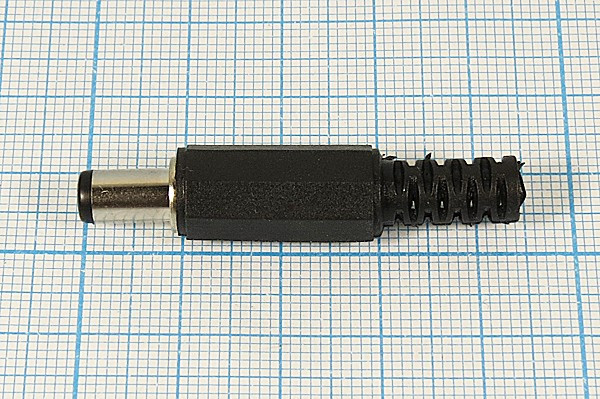 Штекер питания DC на кабель, пластиковый, джек 5,5d1,7x 9,5мм; №9942 штек пит DC 5,5d1,7x 9,5\2C\\каб\пл хвост\