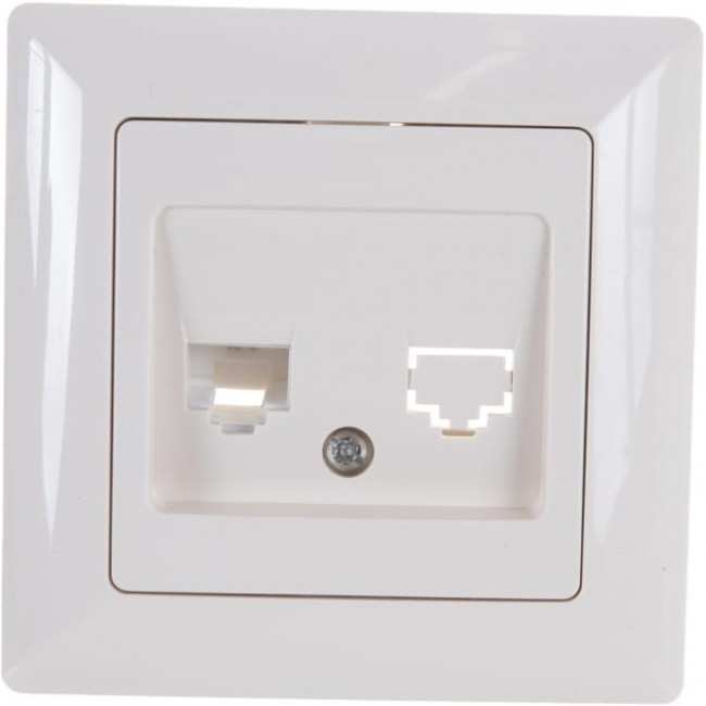 430202 Розетка телефонная RJ11, СУ, Solo, сл.кость Б0043376