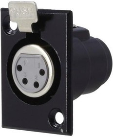 FC6121, Гнездо, XLR, "мама", PIN: 4, с кнопкой, на панель, винтами, пайка