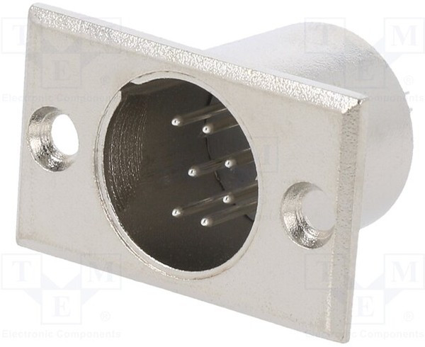 FC6185, Гнездо, XLR, "папа", PIN: 7, на панель,винтами, пайка, серебристый