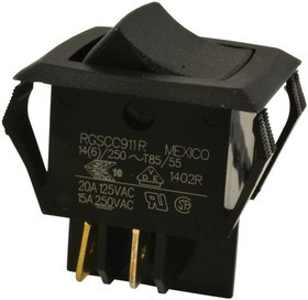 RGSCC911-R-B-B-0, SWITCH, ROCKER, DPST, 20A, 250V, BLACK