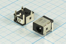 Гнездо питания DC 1.2D4.8 на плату, угловое, для ноутбука, контакты 3C2HP, PJ003SA; №12701 гн пит DC 1,2D4,8\3C2HP\\ плат\угл\PJ003SA