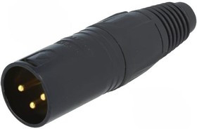 NTR-NC3MXBD, Вилка, XLR, "папа", PIN: 3, прямой, на провод, пайка, 16А, 3,5-8мм