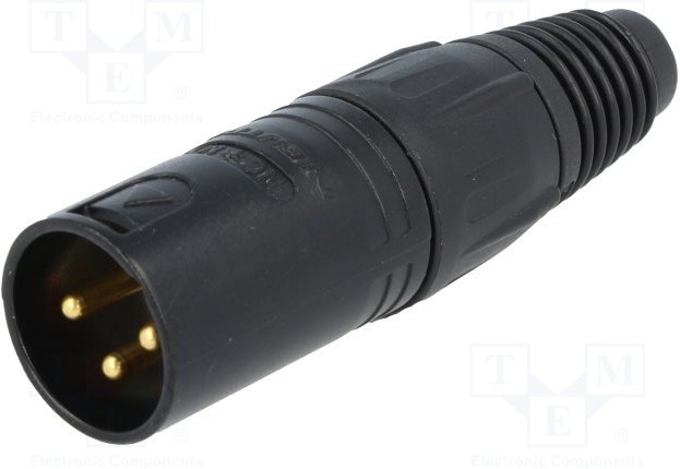 NTR-NC3MXBD, Вилка, XLR, "папа", PIN: 3, прямой, на провод, пайка, 16А, 3,5-8мм