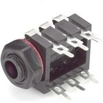 7160, Conn 1/4" Phone Jack F 3 POS Solder RA Thru-Hole 6 Terminal 1 Port