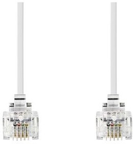 RND 765-00105, Telephone Modular Cable, RJ11 Plug - RJ11 Plug, Flat, 10m, White