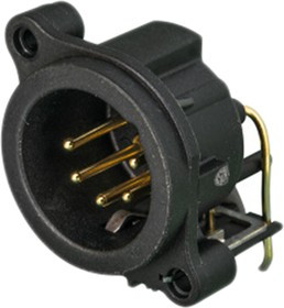 RSNC5MAH, PCB Mount XLR Connectors, Right Angle, Male,  50 V ac, 5 Way, Gold Plating