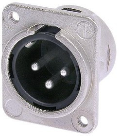 NC3MDM3-L-1, XLR Connectors 3P M RECEPT DL1 SER SODER CUPS NCKL/SIL