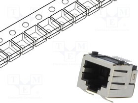 RJJU88141E3H005, Гнездо, RJ45, PIN: 8, Кат: 5, Конф: 8p8c, SMT, горизонтальный