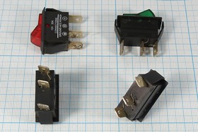 Клавишный выключатель синий, с подсветкой 12В/20А, c фиксацией; №902 B Пкл\12\20\ON-OFF\25x11,6\ чер\ILсин\\3T\ASW-09D\