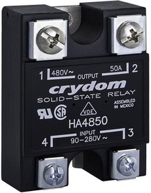 HA4850G, Solid State Relays - Industrial Mount SSR Relay, Panel Mount, IP00, 530VAC/50A, AC In, Zero Cross, LED