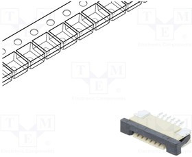 DS1020-07-6VBT1B-R, Разъем: FFC (FPC); горизонтальный; PIN: 6; ZIF; SMT; луженые; 30мОм DS1020-07-6VBT1B-R, Разъем: FFC (FPC); горизонтальный; PIN: 6; ZIF; SMT; луженые; 30мОм